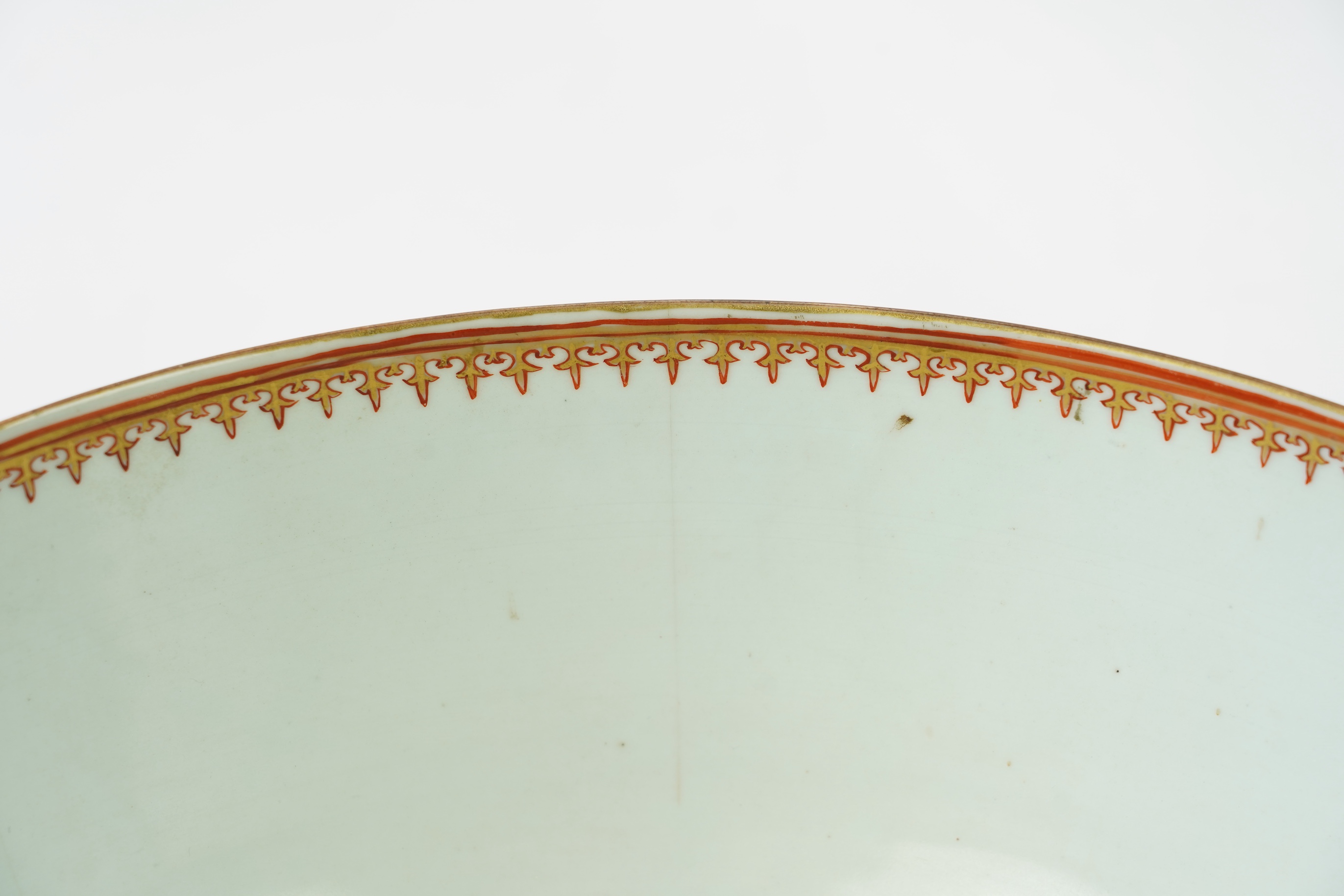 A large Chinese European subject ‘hunting’ punch bowl, Qianlong period